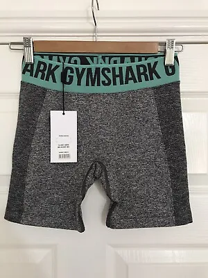 GymShark Womens Flex Shorts Size S Charcoal Marl/Jade Green RRP £38 • 24.40€