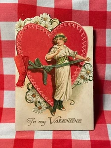 Vintage Valentine Die Cut Paper To My Valentine 1920's lady - Picture 1 of 5