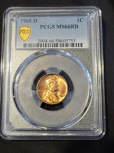 1968-D Lincoln Memorial Cent 1C PCGS MS66RD Blazing Red Luster!!! - Picture 1 of 2