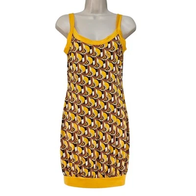 Y2K Baby Phat Yellow Geometric Print Sleeveless Mini Dress, Size M - Image 1 of 4