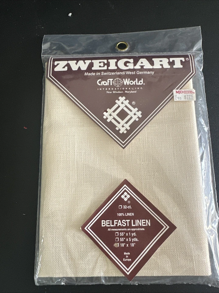 ZWEIGART BELFAST LINEN 18"X 18"  32 Count 100% Linen - NEW - Image 1 of 1