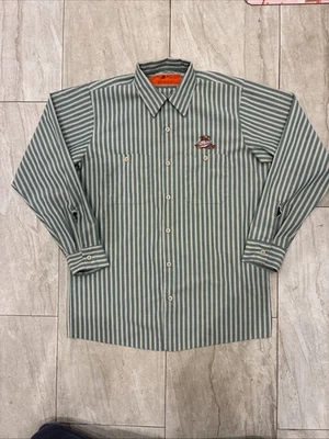 Preowned Vintage Miller Beer Red Kap Delivery Man Work Shirt Mens Med Pin Stripe - Image 1 of 4