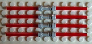 4x Lego Doppel Laserschwert in rot mit grauen Griff - Bild 1 von 1