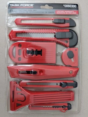TASK FORCE Cutting Tool Set 8 Piece - Red Blade Tools BRAND NEW # 0060300 - Image 1 of 4