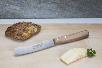 Buckelsmesser Kreuzblume Solingen Glattschliff Buchenholz-Griff Brötchenmesser  - Bild 1 von 3