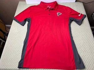 Nike ATLANTA FALCONS Polo Shirt Mens Medium NFL Dri-Fit Red/Gray - Picture 1 of 7
