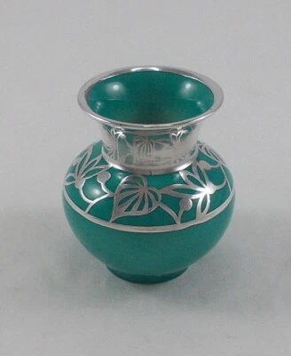 *RAR* Seltene Jugendstil Vase aus Porzellan mit 1000/1000 Silberummantelung #3 - Bild 1 von 4
