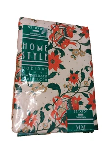 Tovaglia Maytex Mills stile casa vinile flannelback oblunga 52x70 Natale - Foto 1 di 7