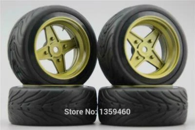 1/10 RC Auto Räder & Gummireifen für Tamiya tt01 tt02 tt01e Hpi Rs4 Sprint2 - Bild 1 von 4