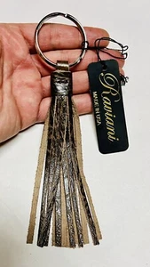 Raviani braun Leder Fransen Schlüsselanhänger (Made in USA) - Bild 1 von 2