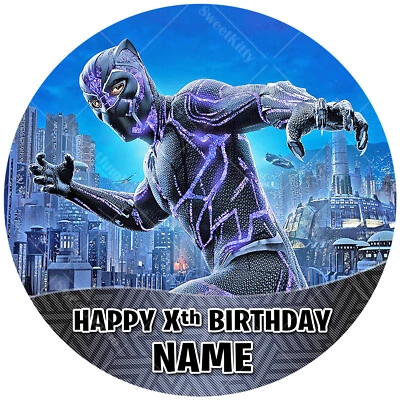Black Panther Personalised Cake Topper Decoration Edible Icing sizes inc Costco - image 1 of 4