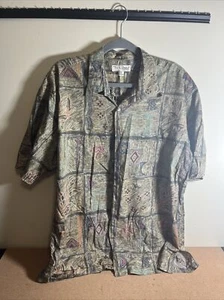 Tori Richard Mens Hawaiian Shirt XL BROWN Made In HawUSA Button Cotton Patterned - Picture 1 of 12