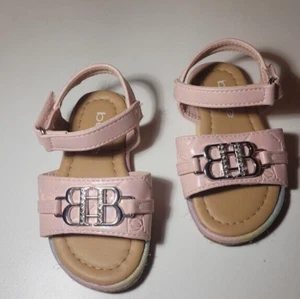 Bebe Girl’s Pink Sandals Size 5 pink and silver with rainbow gently worn - Picture 1 of 3