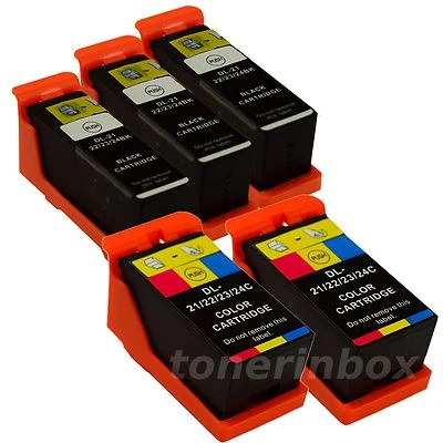 5 Pack New Ink Cartridges for Dell Series 21 22 23 24 V715w V515w P513w P713w - Image 1 of 3