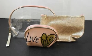 Juego de 3 piezas de bolsa de maquillaje para inodoro cosmético con cremallera cierre bolso pulsera 9 1/4" W3 - Imagen 1 de 12