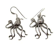 Handcrafted Solid 925 Sterling Silver Octopus Drop Dangle Hook Earrings