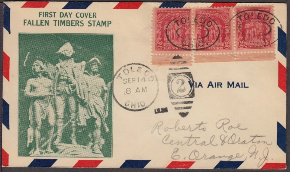 1929 Battle of Fallen Timbers Sc 680-5A A. C. Roessler cachet Toledo OH airmail - Image 1 of 1