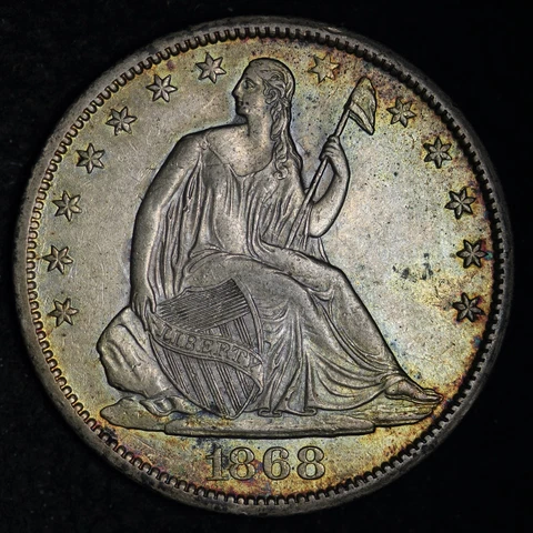 1868-S Seated Liberty Half Dollar CHOICE UNC UNCIRCULATED MS FREE P/H E344 JMMT Cover