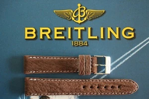 NOS 18MM DK. BROWN SUEDED SHARK BUCKLED WATCH BAND WATCHBAND STRAP FOR BREITLING - Picture 1 of 4