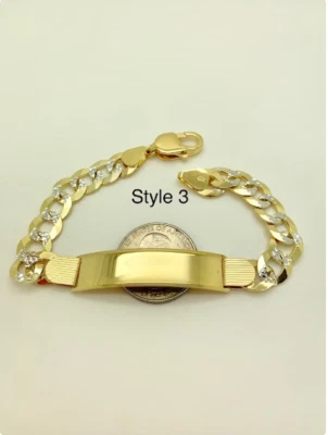 Cadena/pulsera PAVE de oro amarillo + blanco macizo de 14 k 8,5" 10 mm 20 gr Foto 1 de 4