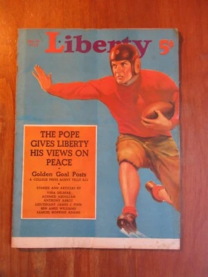 LIBERTY MAGAZINE ORIGINAL OCT 19 1935 ISSUE FOOTBALL GEORGE LARKIN COVER EX - Image 1 of 4