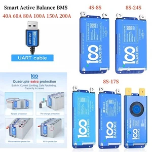 100 BALANCE BMS 4S-24S 40A-200A Smart Active Balance BT Lifepo4/ Li-ion/LTO lot - Picture 1 of 40