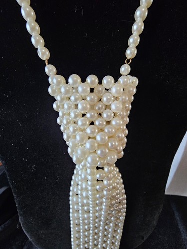 VETEMENTS CRAVATTA COLLANA VINTAGE FINTA PERLA