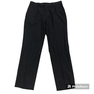 Ferrecci Designed in Italy Dress Pants Mens size US 32 Waist Black Gray Striped - Picture 1 of 9