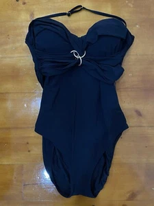 Profile by Gottex Size 14 Halter Black One Piece Swimsuit Swimwear Adjustable - Picture 1 of 9
