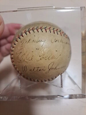 Bola de beisebol autografada por Eddie Collins Al Simmons Lefty Grove Mickey Cochrane JSA - Imagem 1 de 4