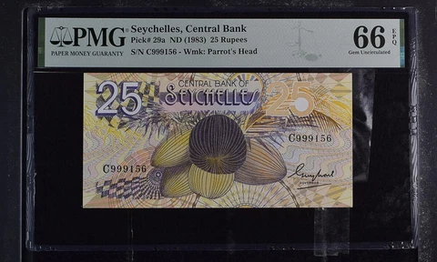 SEYCHELLES 25 Rupees ND 1983 P 29 a Gem UNC PMG 66 EPQ Cover