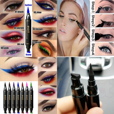 US Colorful Winged Eyeliner Stamp Waterproof Long Lasting Liquid Eye Pen Tool - Image 1 of 4