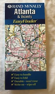 Vintage Rand McNally Atlanta Easy Finder gefaltete laminierte Karte C25 - Bild 1 von 3