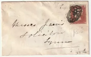 c.1857 RARO =248= NUMERO UDC GUIST & FOULSHAM 1d STAR TO JARVIS KINGS LYNN - Foto 1 di 2