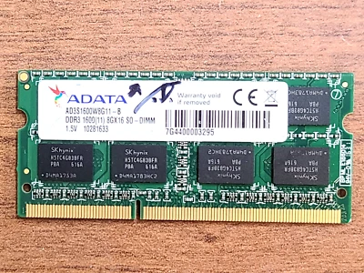 OEM!! ADATA 8GB DDR3 SO-DIMM NON ECC PC3-12800 LAPTOP MEMORY RAM AD3S1600W8G11-B - Image 1 of 2