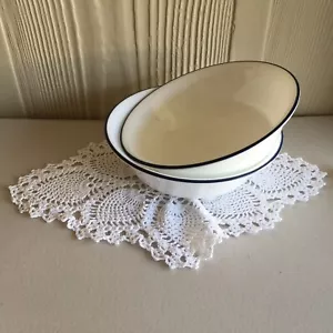 2 x Corelle Cereal/Soup Bowls. White with Dark Blue Rim.NEW - Picture 1 of 6