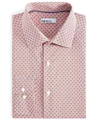 Camisa de vestir Bar III para hombre ajustada con botones pequeña 14-14,5 manga larga blanca especia Foto 1 de 4