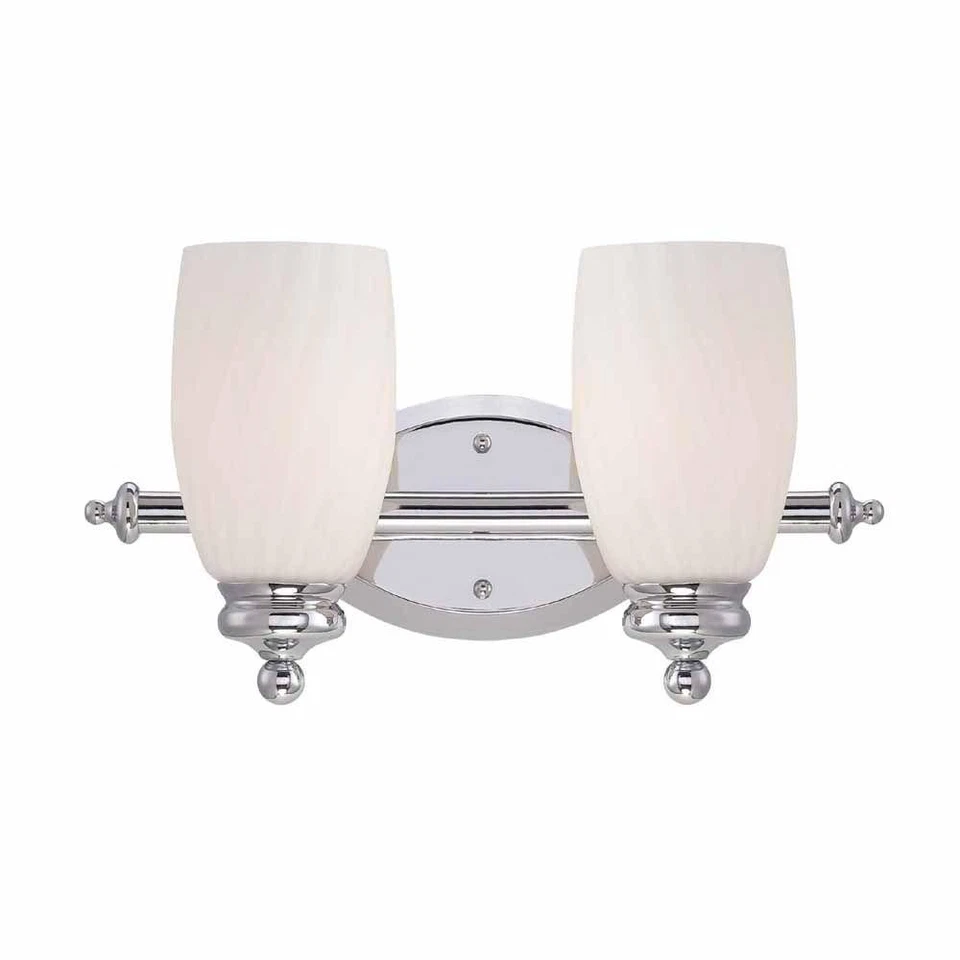 Hampton Bay HB2573-07 Newbell 2 luces cromo tocador con vidrio esmerilado nuevo Foto 1 de 1