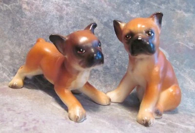 ENESCO BOXER PUPPIES DOGS SALT PEPPER SHAKER SET CERAMIC S&P NO DAMAGE PLUS DOG - Image 1 of 4
