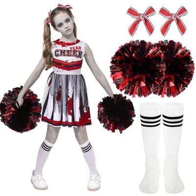 Disfraz de animadora de Halloween para niñas, traje de animadora zombie para niños, muerto... Foto 1 de 4
