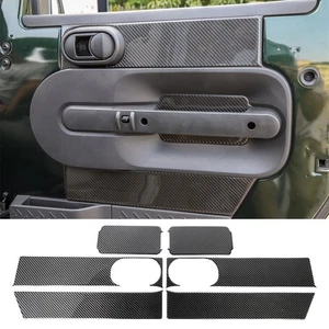 6×Soft Carbon Fiber Interior Front Door Panel Cover For Jeep Wrangler JK 2007-10 - Picture 1 of 9