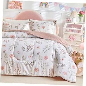 3pcs Floral Cotton Comforter Set for Girls, Pink n Queen (88"x88") Flowers - Picture 1 of 8