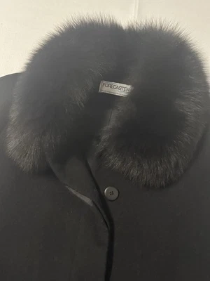 Abrigo de lana Forecaster vintage ribete de piel de zorro para mujer 12 negro cubierto con botones Foto 1 de 4