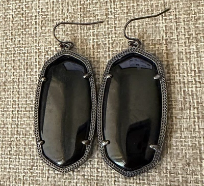 Kendra Scott Danielle Gunmetal Black Stone Earrings - Image 1 of 4