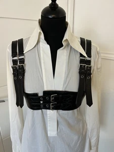 Rare Gucci Black Leather Harness Belt 20-21 Fall RTW Collection Buckle - Picture 1 of 15