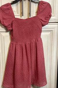 Vestido Nordstrom Niñas Manga Abullonada Corpiño Calzado Micro Puntos Malva Talla L/10-12 - Imagen 1 de 9