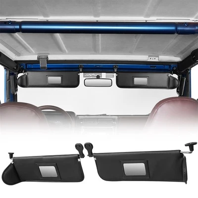 Pair Sunvisors Replaced Sun Visor Set w/ Mirror Fit Jeep Wrangler TJ 1997-2002  - Image 1 of 4