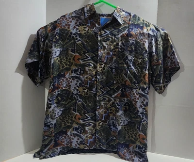 Camisa Robert Stock Para Hombre Grande 100% Seda Manga Larga Abstracta Rocosa Suave Bolsillo Foto 1 de 4