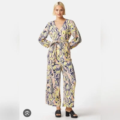 Nuevo con etiquetas Mono Gorman Elegante Para Mujer Multicolor Manga Larga 100% Algodón Pierna Ancha Foto 1 de 4