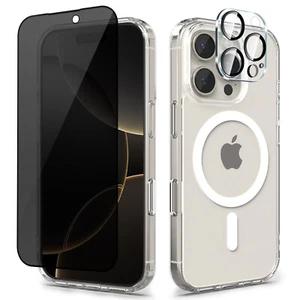 For iPhone 16 Pro Max 15 14 13 12 Case Clear Magsafe Shockproof Magnetic Cover - Picture 1 of 10